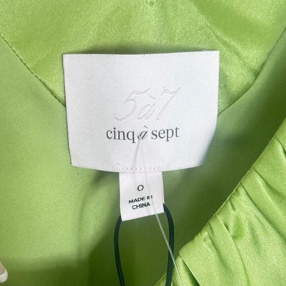 Cinq à Sept Petunya Silk Ruffle Hi-Low Dress in Green - Picture 9 of 14